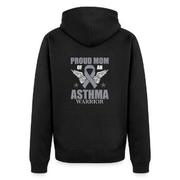 Stolze Mutter Eines Asthma-kriegers Unterstützt - Unisex Premium Bio Zip Hoodie - Schwarz - Hinten - Nico (187cm)