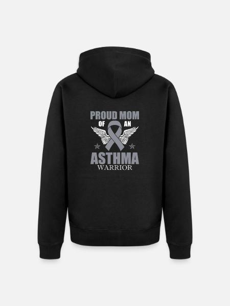Stolze Mutter Eines Asthma-kriegers Unterstützt - Unisex Premium Bio Zip Hoodie - Schwarz
