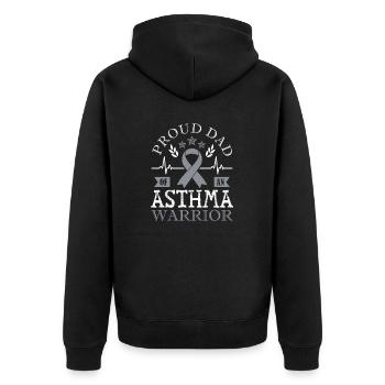 Stolzer Vater Eines Asthma-kriegers Unterstützt - Unisex Premium Bio Zip Hoodie - Schwarz - Hinten - Nico (187cm)