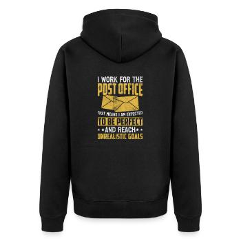 Postal Worker Funny Mail Carrier Mailman Post - Unisex Premium Organic Zip Hoodie - black - Back - Nico (187cm)