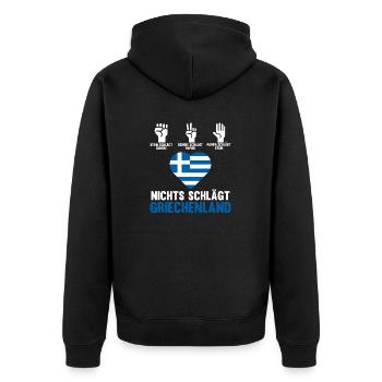 Griechen Grieche Griechenland - Unisex Premium Bio Zip Hoodie - Schwarz - Hinten - Nico (187cm)