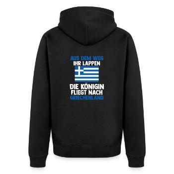 Griechen Königin Grieche Griechenland - Unisex Premium Bio Zip Hoodie - Schwarz - Hinten - Nico (187cm)