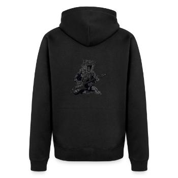 Cat with guitar - Unisex Premium Organic Zip Hoodie - black - Back - Nico (187cm)