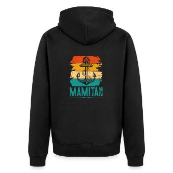 Mamitän Kapitänin Mama Bootsfahrer Motorboot Mum - Unisex Premium Bio Zip Hoodie - Schwarz - Hinten - Nico (187cm)
