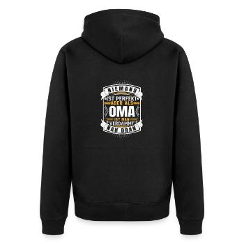 Niemand ist perfekt - Ostfriese T-Shirt - Unisex Premium Bio Zip Hoodie - Schwarz - Hinten - Nico (187cm)