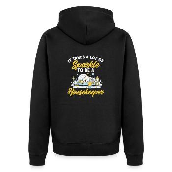 Domestic help, cleaner, housekeeper - Unisex Premium Organic Zip Hoodie - black - Back - Nico (187cm)