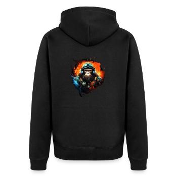Cool Ape Grafik Space Astronaut Ape - Unisex Premium Bio Zip Hoodie - Schwarz - Hinten - Nico (187cm)