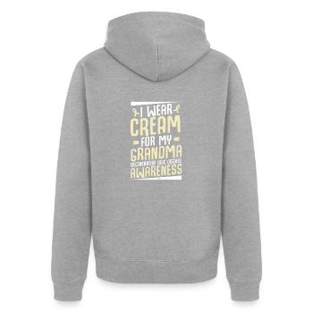 I wear cream for my grandma degenerative - Unisex Premium Organic Zip Hoodie - heather grey - Back - Nico (187cm)