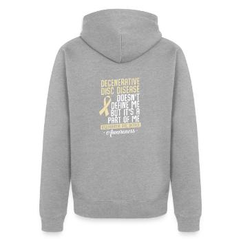 Ddd Fighter Degenerative Disc Disease - Unisex Premium Organic Zip Hoodie - heather grey - Back - Nico (187cm)