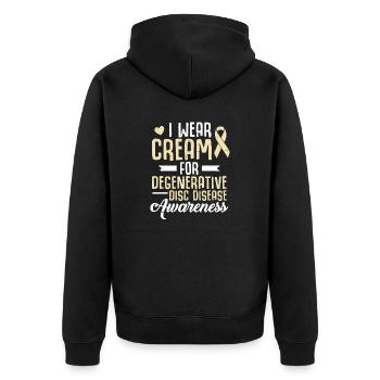 I wear cream for the month of degenerative - Unisex Premium Organic Zip Hoodie - black - Back - Nico (187cm)