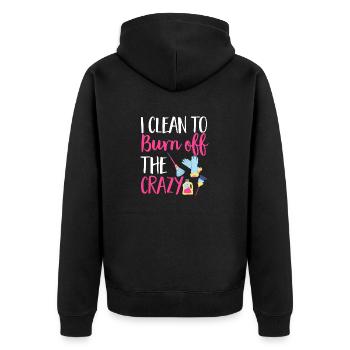Haushaltshilfe Reinigungskraft Haushälterin - Unisex Premium Bio Zip Hoodie - Schwarz - Hinten - Nico (187cm)