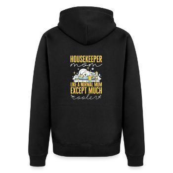 Domestic help, cleaner, housekeeper - Unisex Premium Organic Zip Hoodie - black - Back - Nico (187cm)