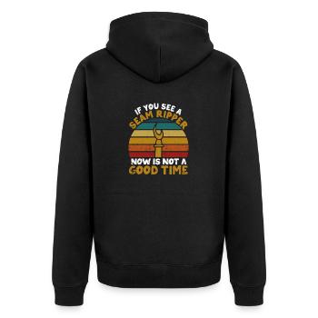 When you see a seam ripper Funny Love Closeness - Unisex Premium Organic Zip Hoodie - black - Back - Nico (187cm)