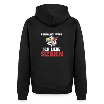 Sizilianer Sizilianisch Sizilien - Unisex Premium Bio Zip Hoodie - Schwarz - Hinten - Nico (187cm)
