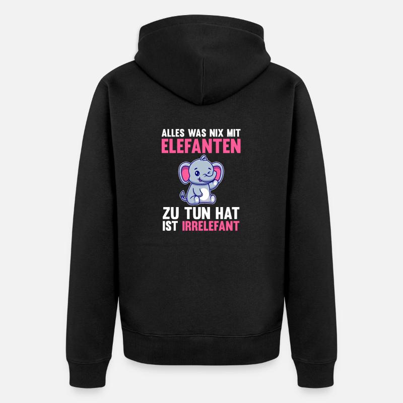 Elefant Elefanten - Unisex Premium Bio Zip Hoodie - Schwarz