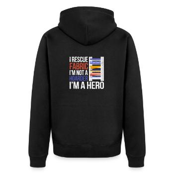 I Rescue Fabric Sewing Sewer Sewist Tailor - Unisex Premium Organic Zip Hoodie - black - Back - Nico (187cm)