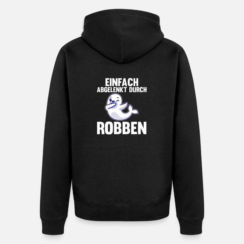 Seehund Seelöwe Robbe - Unisex Premium Bio Zip Hoodie - Schwarz