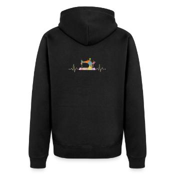 Quilter heartbeat sewing quilting sewing sewing sewing closer - Unisex Premium Organic Zip Hoodie - black - Back - Nico (187cm)