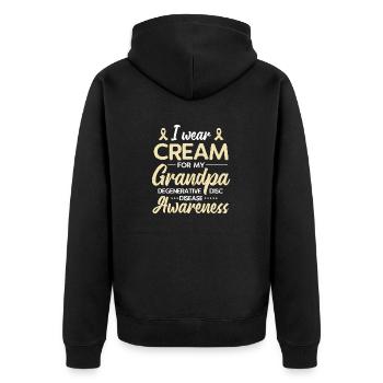 I wear cream for my grandfather degenerative - Unisex Premium Organic Zip Hoodie - black - Back - Nico (187cm)