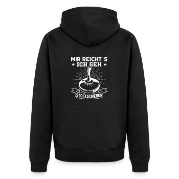 Stockschütze mir reichts ich geh Stockschießen - Unisex Premium Bio Zip Hoodie - Schwarz - Hinten - Nico (187cm)