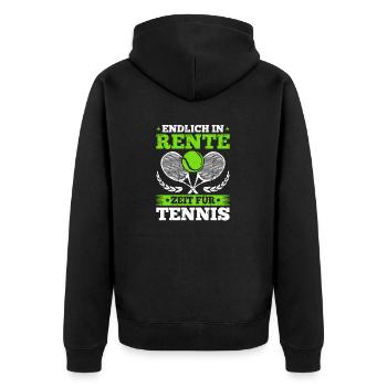Rente Zeit Für Tennis Tennisspieler Rentner - Unisex Premium Bio Zip Hoodie - Schwarz - Hinten - Nico (187cm)