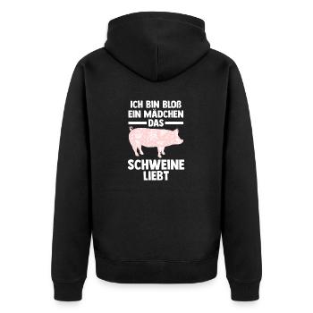 Ferkel Landwirt Bauer Bauernhof Schweine - Unisex Premium Bio Zip Hoodie - Schwarz - Hinten - Nico (187cm)