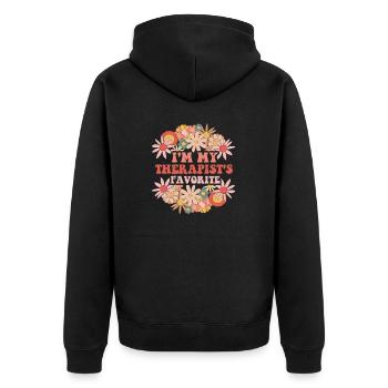 Sarcastic Therapy Saying Humor Therapist - Unisex Premium Organic Zip Hoodie - black - Back - Nico (187cm)