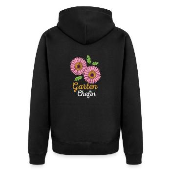 Garten Chefin Gartenarbeit Gärtnerin Gerbera - Unisex Premium Bio Zip Hoodie - Schwarz - Hinten - Nico (187cm)