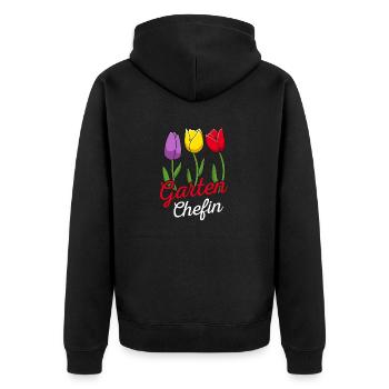 Garten Chefin Gartenarbeit Gärtnerin Tulpe - Unisex Premium Bio Zip Hoodie - Schwarz - Hinten - Nico (187cm)