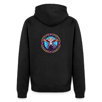 Cow Lover Fashion - Artisan Cow Stained Glass Desi - Veste à capuche bio Premium Unisexe - noir - Dos - Nico (187cm)