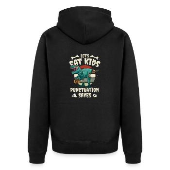 Halloween Let's Eat Kids Interpunktion rettet Leben - Unisex Premium Bio Zip Hoodie - Schwarz - Hinten - Nico (187cm)