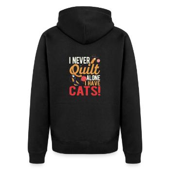 I never quilted alone I have cats sewing quilt - Unisex Premium Organic Zip Hoodie - black - Back - Nico (187cm)