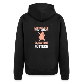 Ferkel Landwirt Bauer Bauernhof Schweine - Unisex Premium Bio Zip Hoodie - Schwarz - Hinten - Nico (187cm)