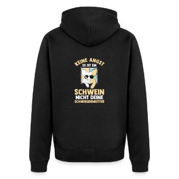 Ferkel Landwirt Bauer Bauernhof Schweine - Unisex Premium Bio Zip Hoodie - Schwarz - Hinten - Nico (187cm)