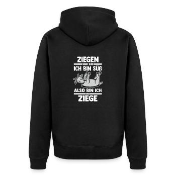 Bauernhof Landwirt Bauer Ziegen - Unisex Premium Bio Zip Hoodie - Schwarz - Hinten - Nico (187cm)