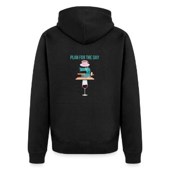 Plan For The Day Coffee Sewing Machine Wine Funny - Unisex Premium Organic Zip Hoodie - black - Back - Nico (187cm)