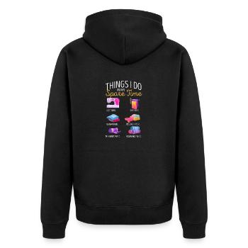 Ce que je fais pendant mon temps libre Passe-temps de couture - Veste à capuche bio Premium Unisexe - noir - Dos - Nico (187cm)