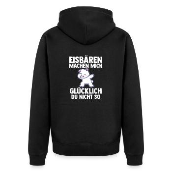 Eisbär Eisbären - Unisex Premium Bio Zip Hoodie - Schwarz - Hinten - Nico (187cm)