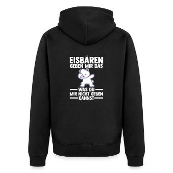 Eisbär Eisbären - Unisex Premium Bio Zip Hoodie - Schwarz - Hinten - Nico (187cm)