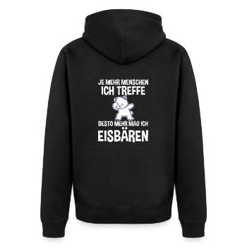 Eisbär Eisbären - Unisex Premium Bio Zip Hoodie - Schwarz - Hinten - Nico (187cm)