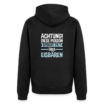 Eisbär Eisbären - Unisex Premium Bio Zip Hoodie - Schwarz - Hinten - Nico (187cm)