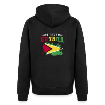 Guyana Flag Guyanese Guyana - Unisex Premium Organic Zip Hoodie - black - Back - Nico (187cm)