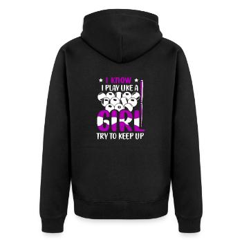 I Know I Play Like A Girl Billard Pool Billiard Pl - Unisex Premium Bio Zip Hoodie - Schwarz - Hinten - Nico (187cm)