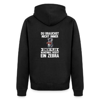 Zebra - Unisex Premium Bio Zip Hoodie - Schwarz - Hinten - Nico (187cm)