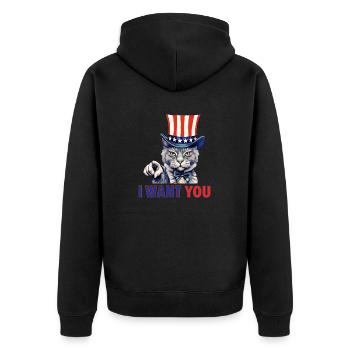Jour de l’indépendance liberté Chat américain Je te veux - Veste à capuche bio Premium Unisexe - noir - Dos - Nico (187cm)