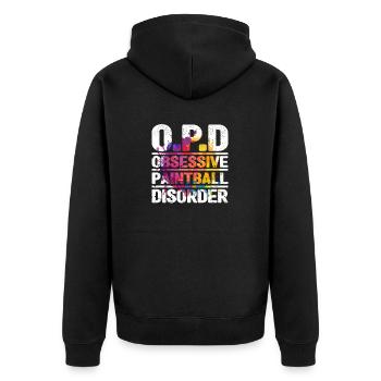 Zwanghafte Paintball-Störung Paintballer Team - Unisex Premium Bio Zip Hoodie - Schwarz - Hinten - Nico (187cm)