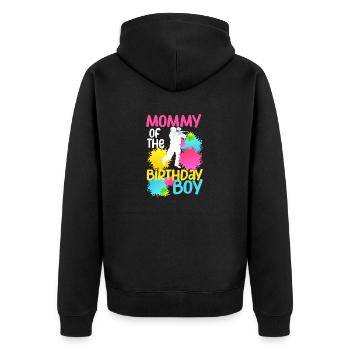 Mama des Geburtstagskindes Paintball Passende - Unisex Premium Bio Zip Hoodie - Schwarz - Hinten - Nico (187cm)