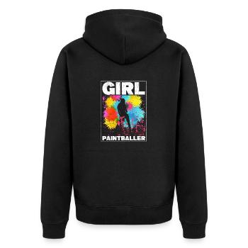 Mädchen Paintballer Spielerin Paintball Frau - Unisex Premium Bio Zip Hoodie - Schwarz - Hinten - Nico (187cm)