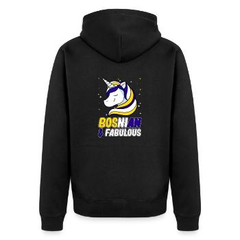 Bosnien und Herzegowina Flagge Bosnien - Unisex Premium Bio Zip Hoodie - Schwarz - Hinten - Nico (187cm)