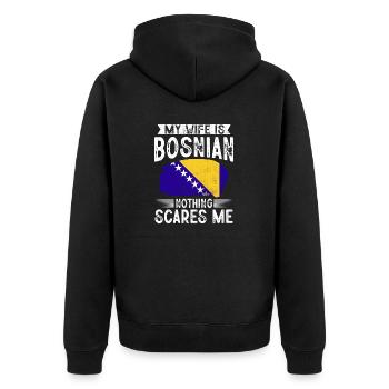 Bosnien und Herzegowina Flagge Bosnien - Unisex Premium Bio Zip Hoodie - Schwarz - Hinten - Nico (187cm)